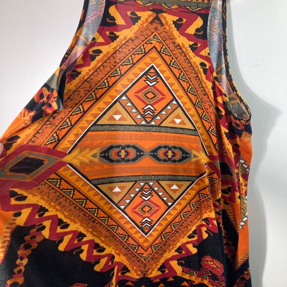 Womens Cato Aztec Open Vest Cover Orange Black 22/24W Polyester Spandex - Picture 4 of 7